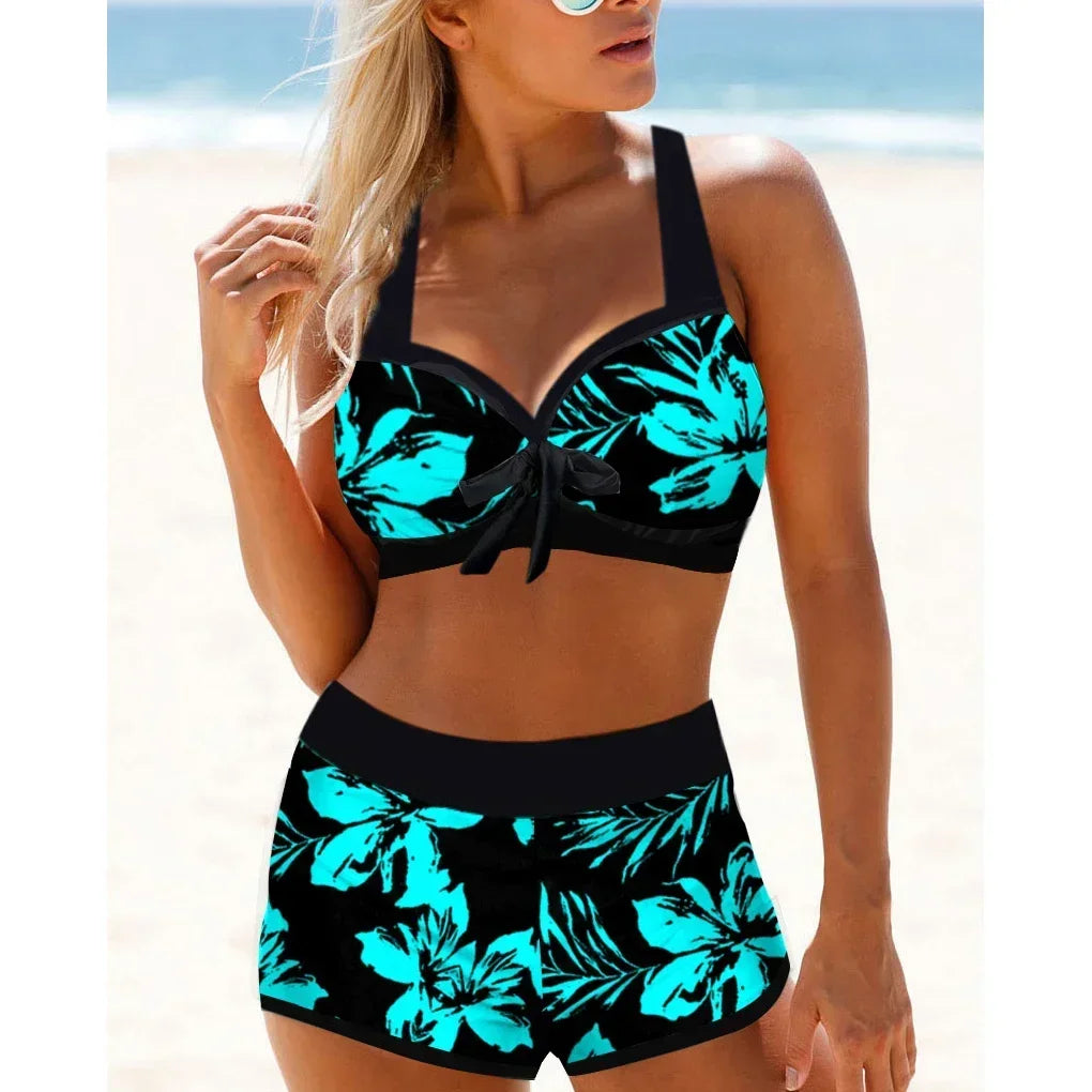 Navy Blue Striped Women Tankini Swimsuit Two Piece Bikini Beach Swimwear S-6XL Fashion Beachwear107 - Redemption By Ashley North