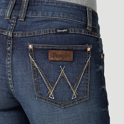 Retro Mae Wrangler women's jeans from Summerdale Western Store, featuring classic denim style and a high-waist fit.