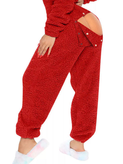 Fleece Hooded Open Back Jumpsuit - Redemption By Ashley North
