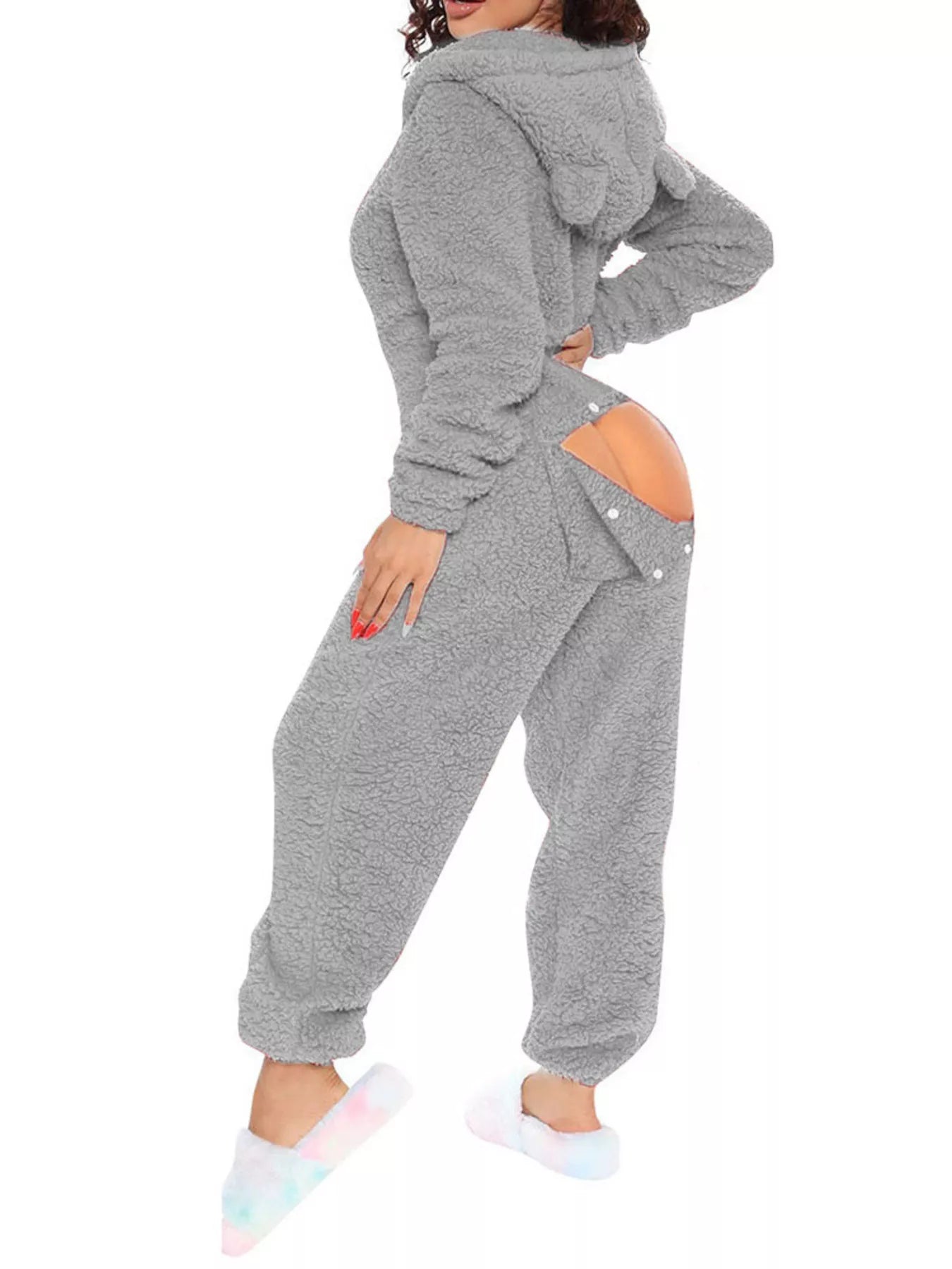 Fleece Hooded Open Back Jumpsuit - Redemption By Ashley North