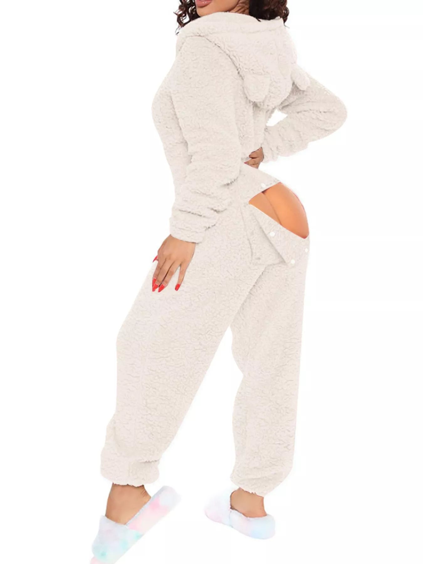 Fleece Hooded Open Back Jumpsuit - Redemption By Ashley North