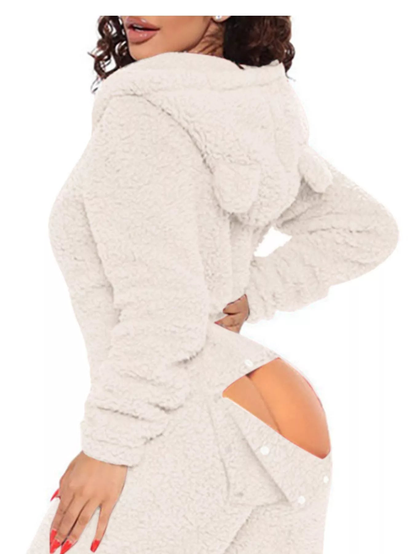 Fleece Hooded Open Back Jumpsuit - Redemption By Ashley North