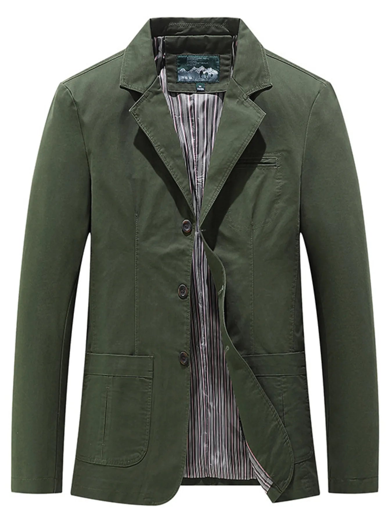 Men's plus size army green casual blazer with lapel collar, trendy and comfortable, by Trendsi.