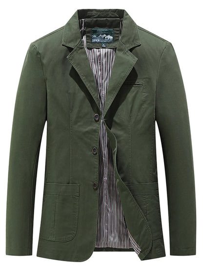 Men's plus size army green casual blazer with lapel collar, trendy and comfortable, by Trendsi.