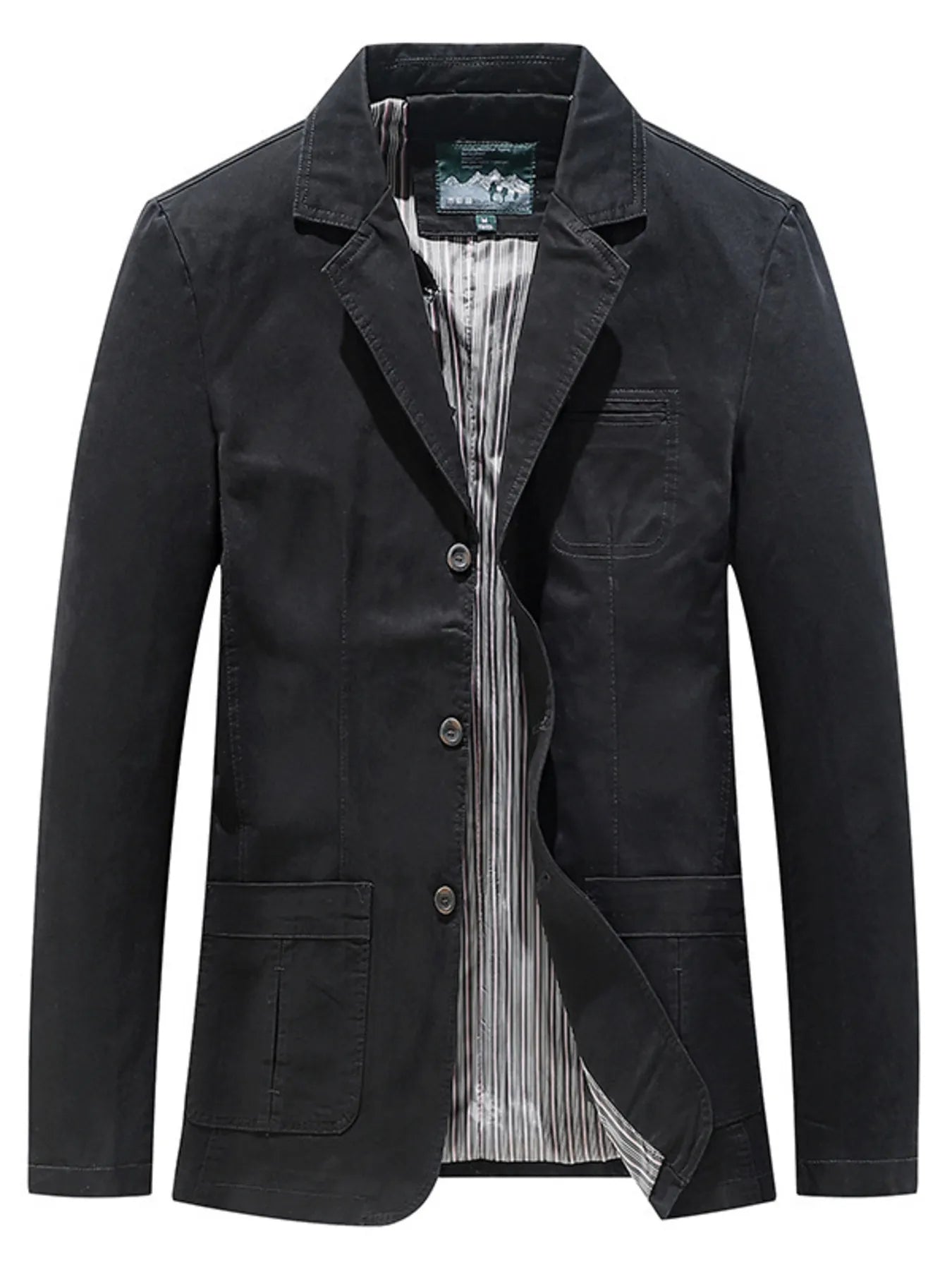 Men's plus size casual blazer with lapel collar in army green, featuring a tailored fit and stylish design by Trendsi.