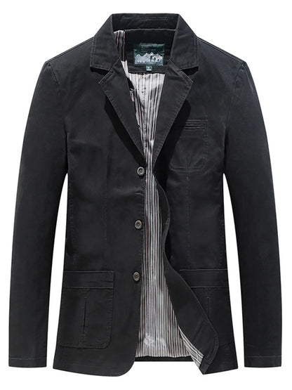 Men's plus size casual blazer with lapel collar in army green, featuring a tailored fit and stylish design by Trendsi.