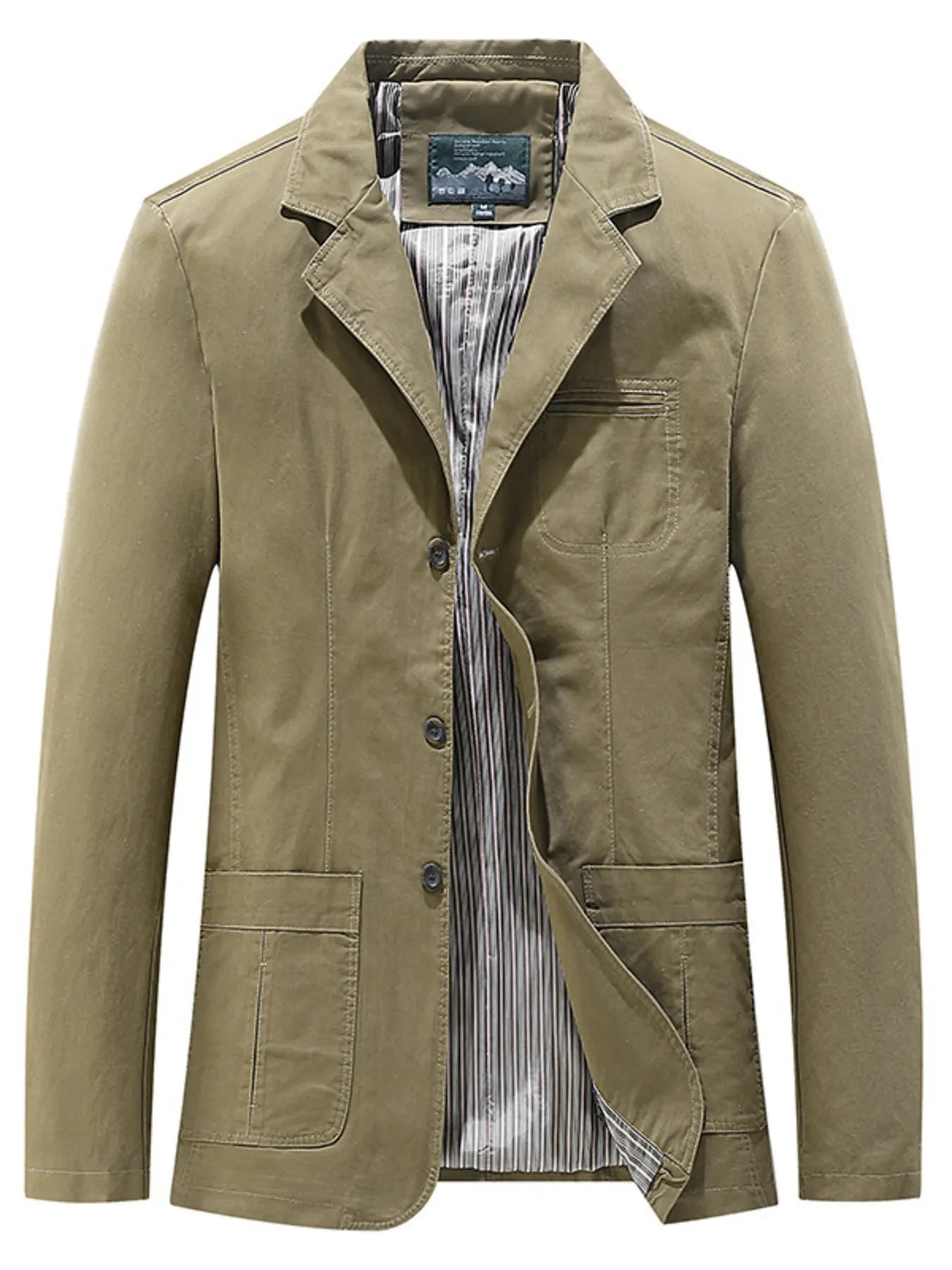 Men's plus size casual blazer with lapel collar in army green, stylish and comfortable, from Trendsi.