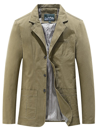 Men's plus size casual blazer with lapel collar in army green, stylish and comfortable, from Trendsi.