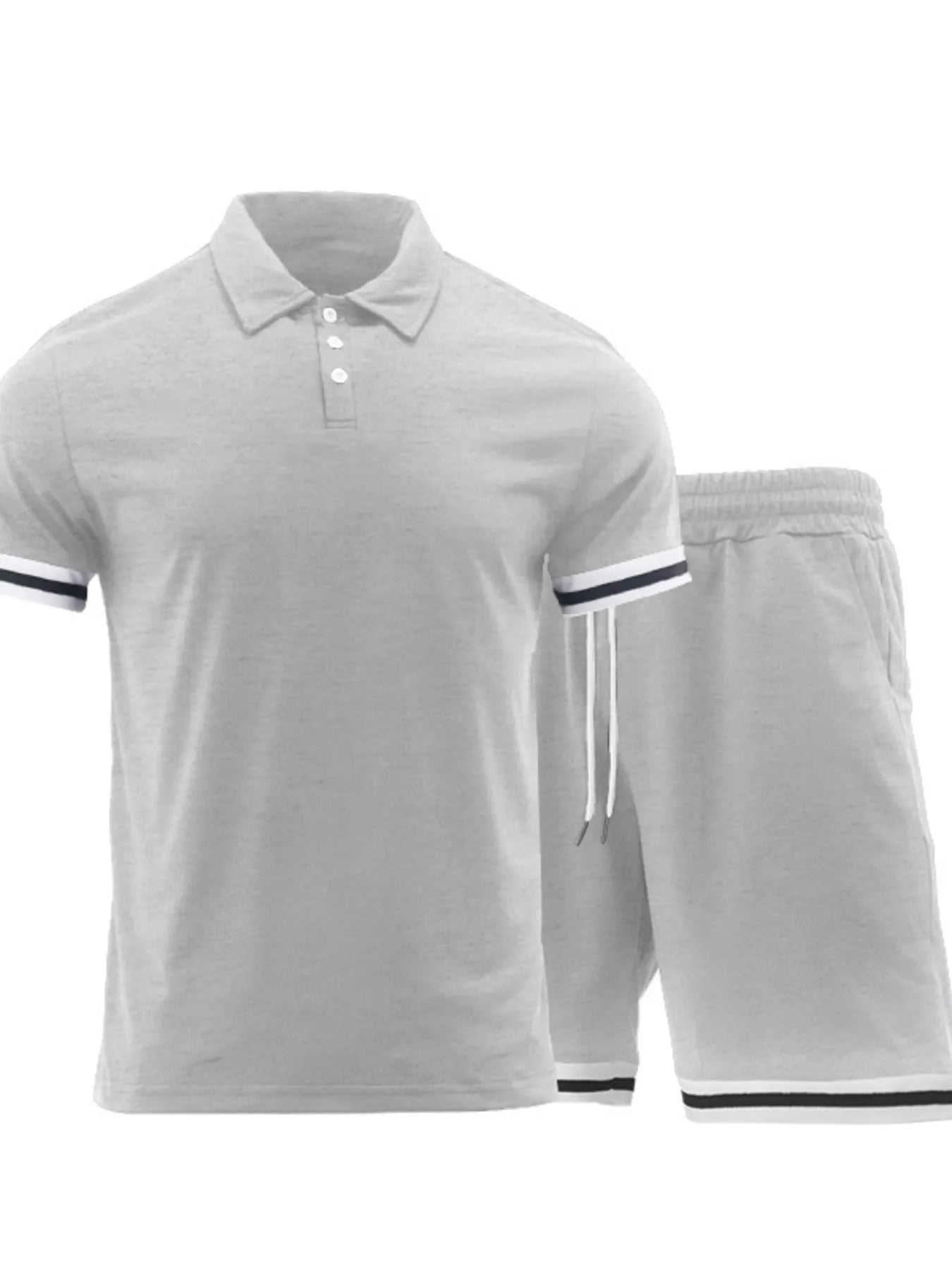 Men's army green short sleeve polo shirt and matching shorts set by Trendsi, casual summer outfit for men.
