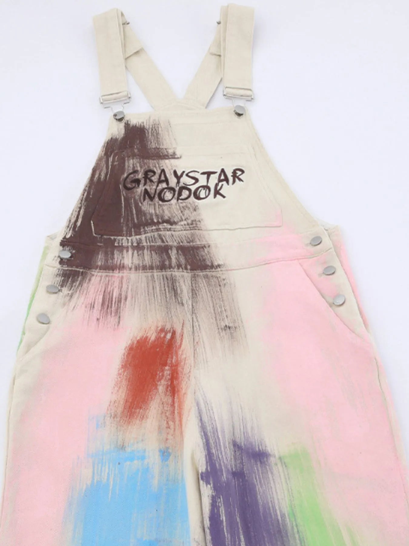 Beige colorful wide-leg overalls from Trendsi featuring a relaxed fit and vibrant design, perfect for casual and stylish looks.