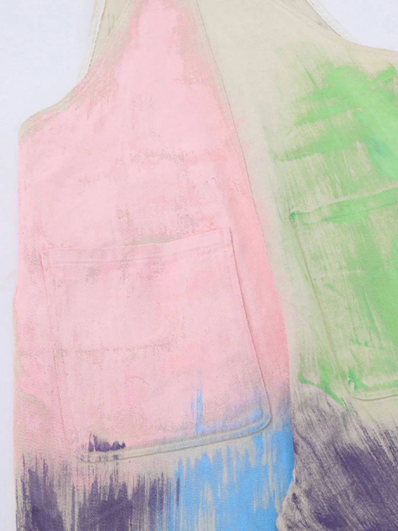 Beige colorful wide-leg overalls from Trendsi featuring a relaxed fit and vibrant, multicolored design.