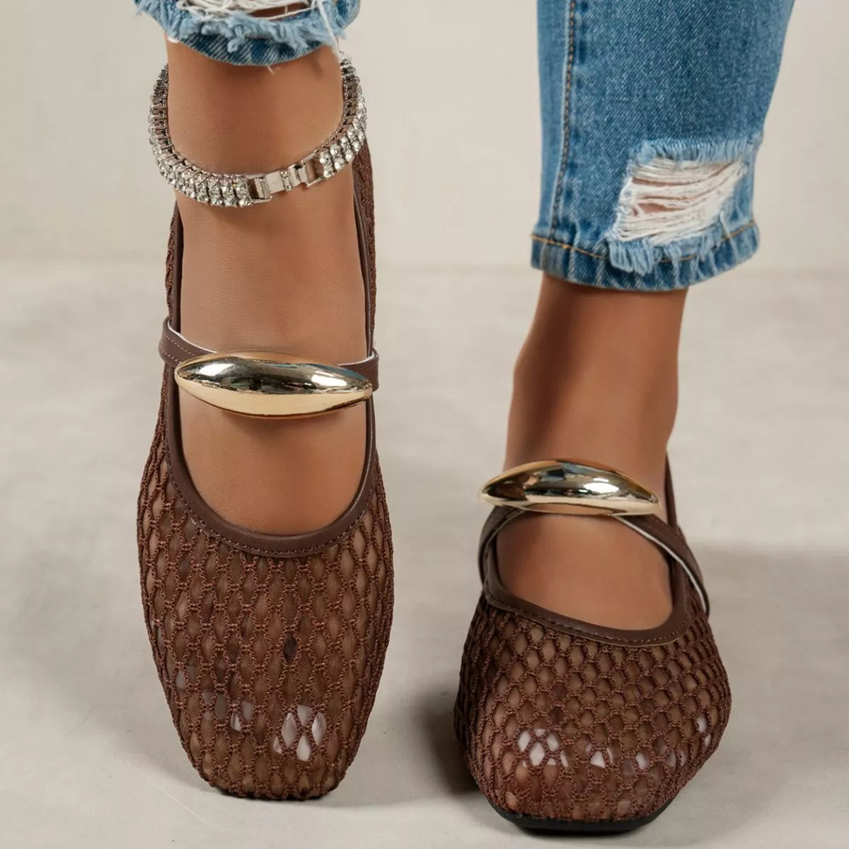 Black Trendsi square toe slip-on shoes for women, size 36, with sleek design and comfortable fit.