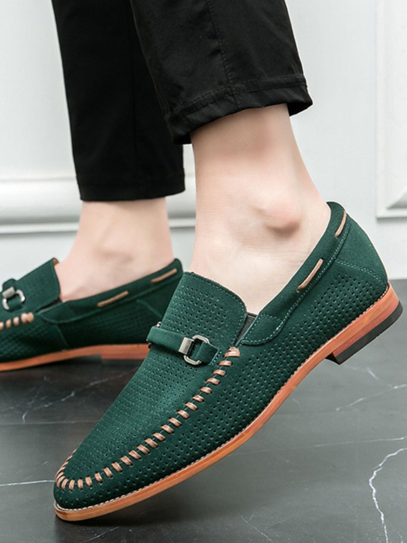 Trendsi round toe flats loafers in neutral color, showcasing comfortable slip-on design and sleek style for casual wear.