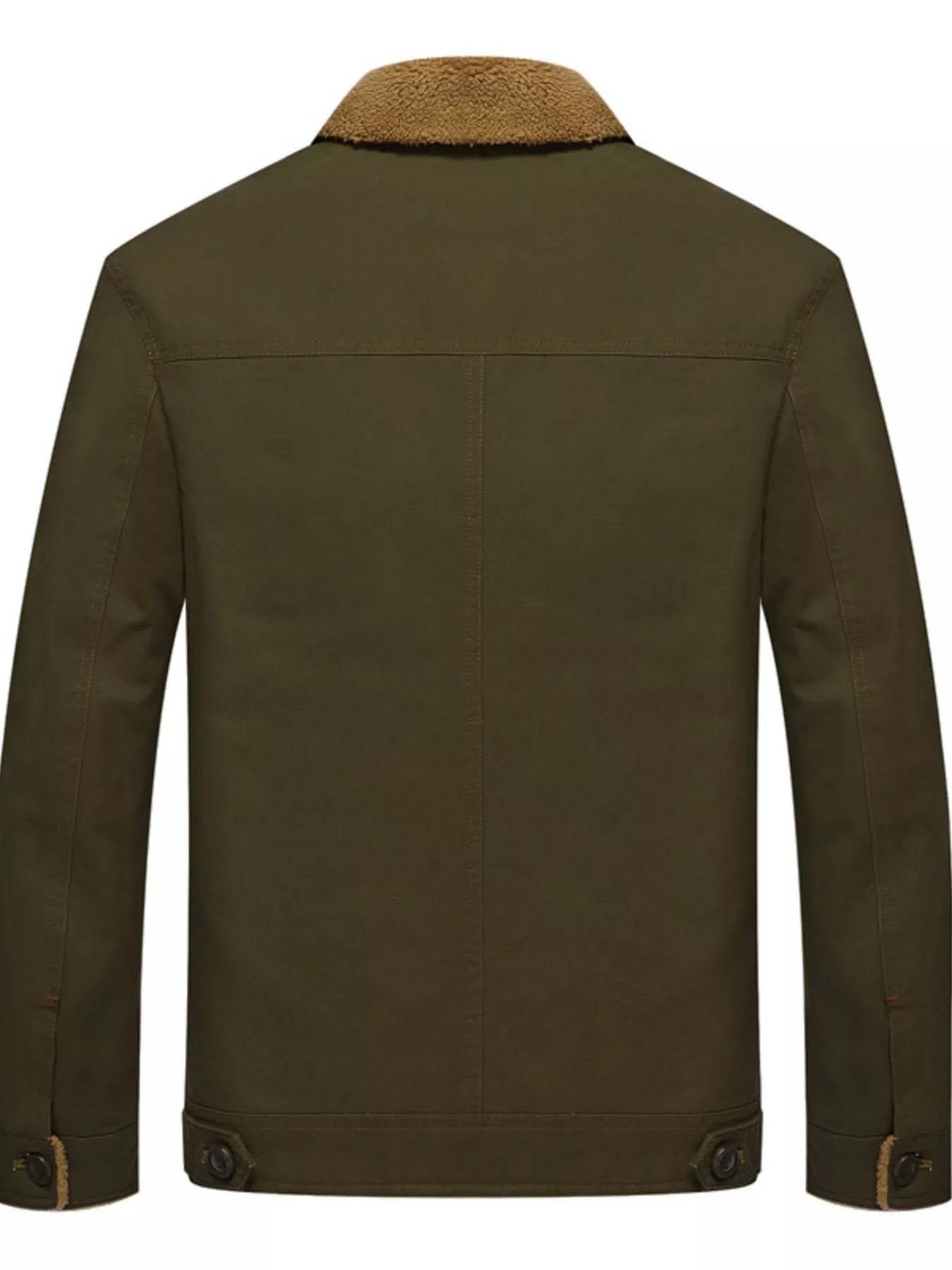Men's plus size black fleece-lined button-up jacket from Trendsi, featuring a cozy, warm outerwear layer with front buttons.