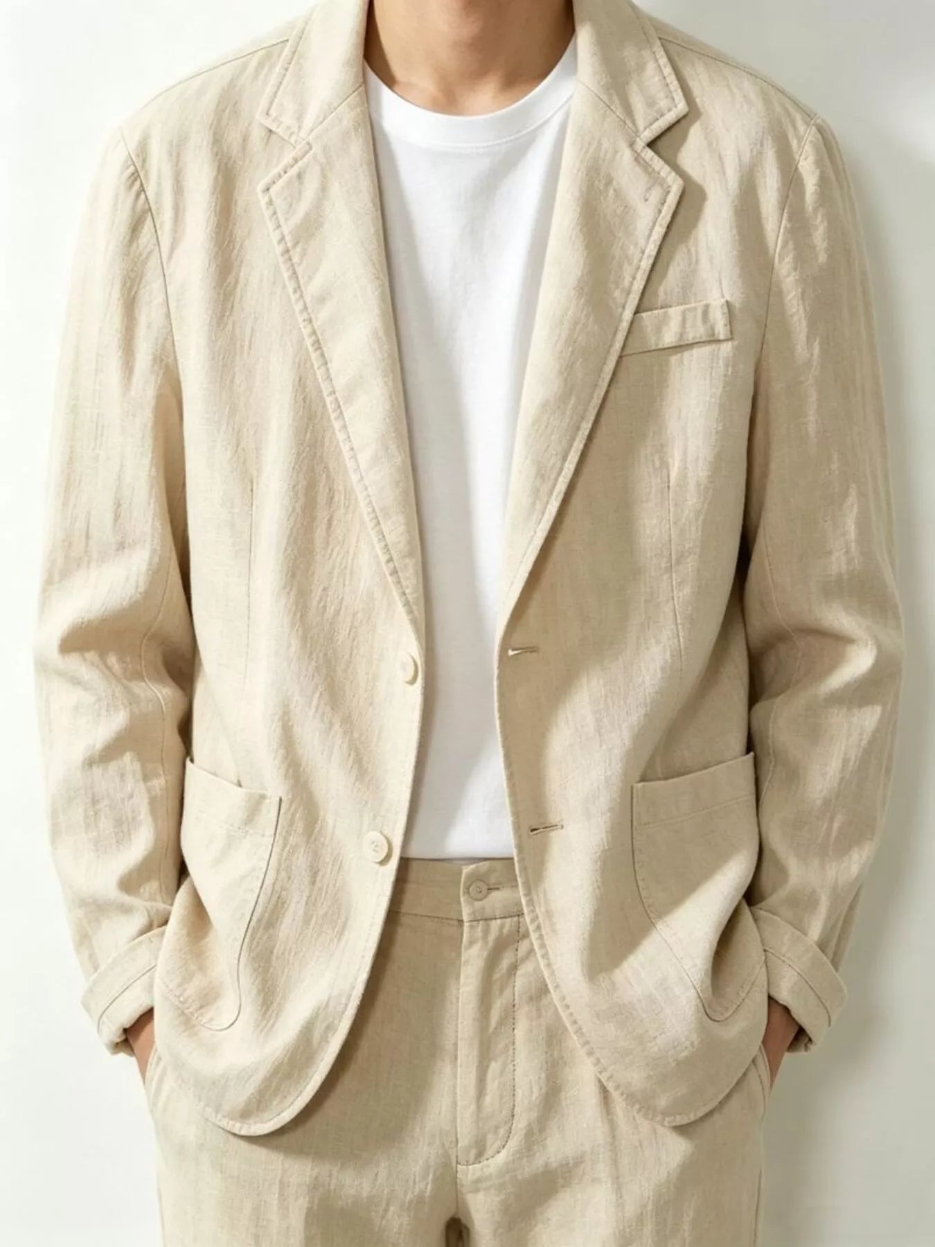 Black men's plus size long sleeve button-up blazer by Trendsi, tailored fit with classic lapel and sleek style.