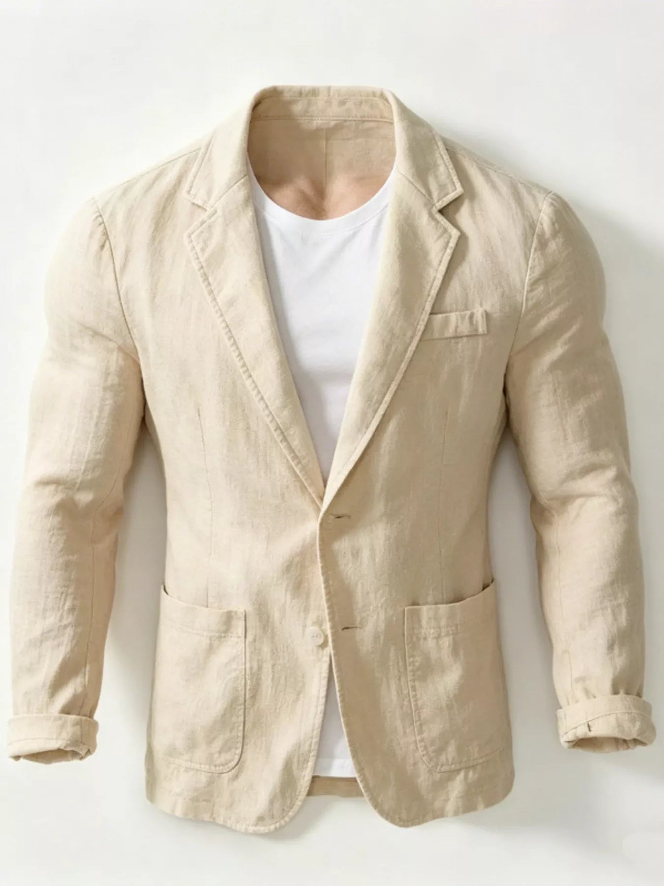 Men's plus size black button-up long sleeve blazer by Trendsi, tailored fit with lapel collar, suitable for formal or casual wear.