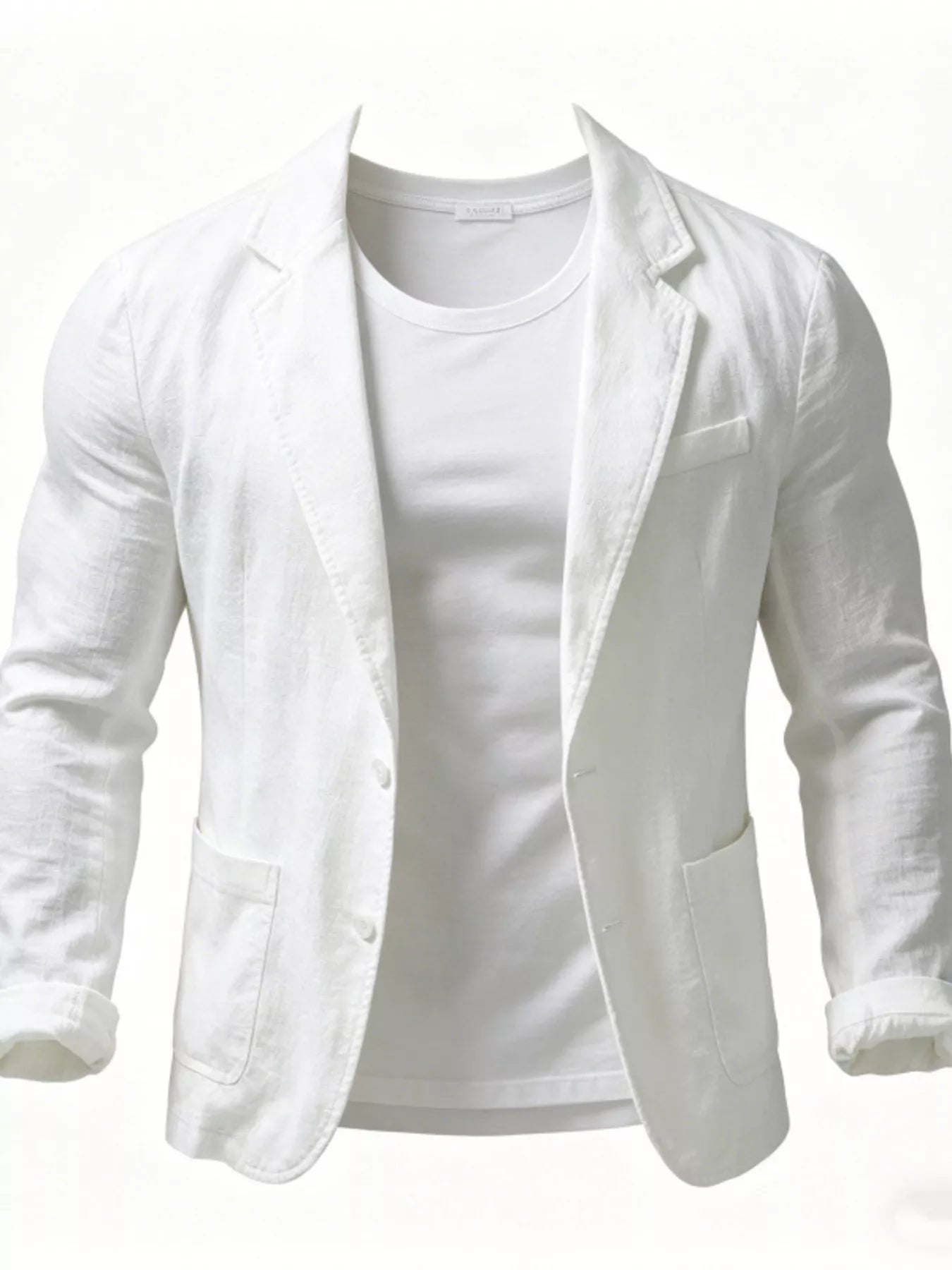 Black men's plus size long sleeve button-up blazer by Trendsi, tailored fit with classic lapel and front pockets.