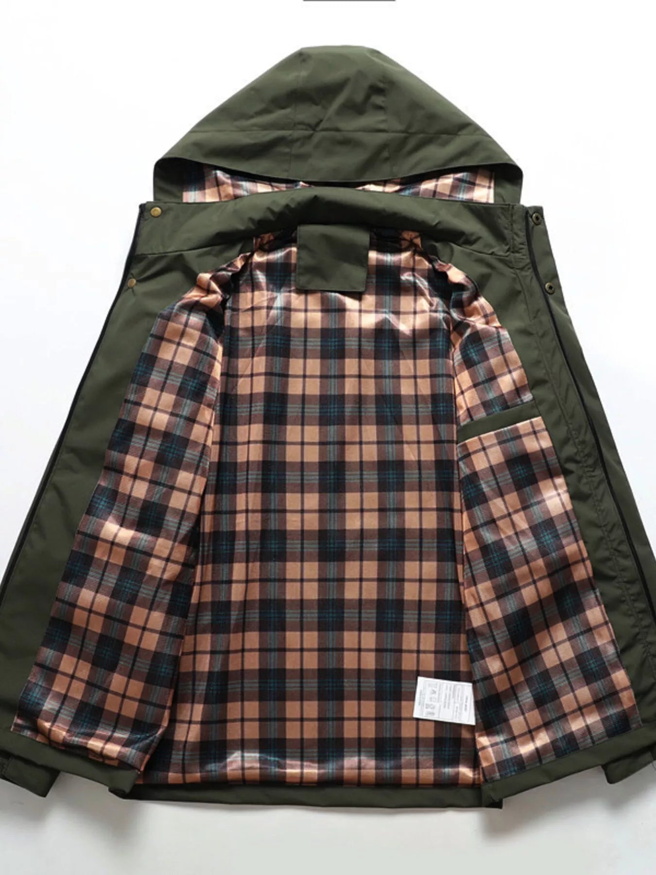 Men's plus size black hooded outdoor windproof coat by Trendsi, featuring a lightweight design and functional hood for outdoor wear.