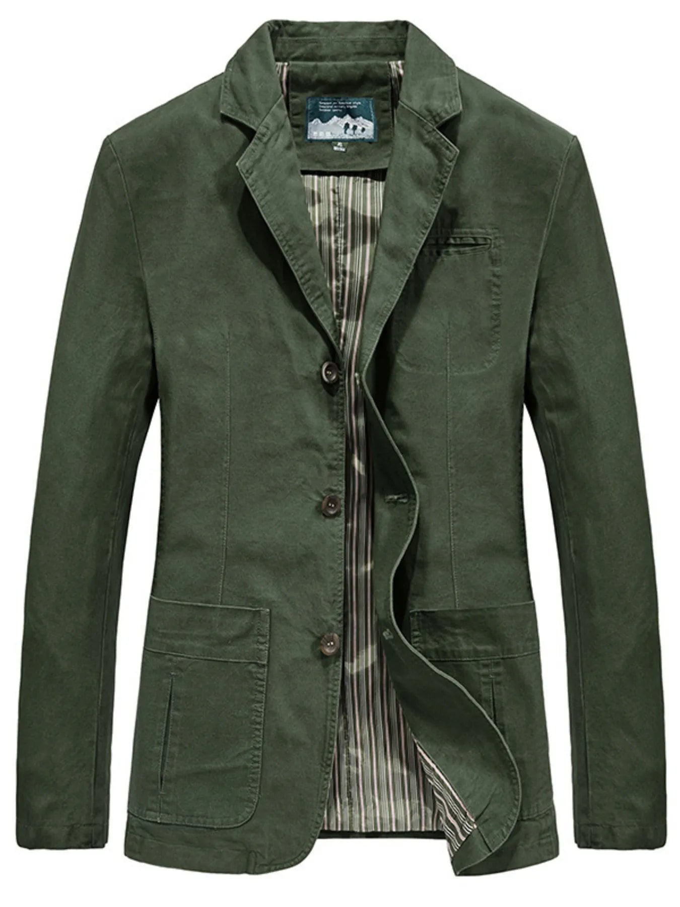 Black men's plus size blazer with lapel collar and button-up front, tailored for a stylish fit by Trendsi.