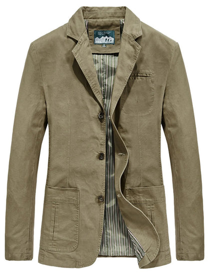 Black men's plus size blazer with lapel collar and button-up front, stylish and tailored for a modern look.