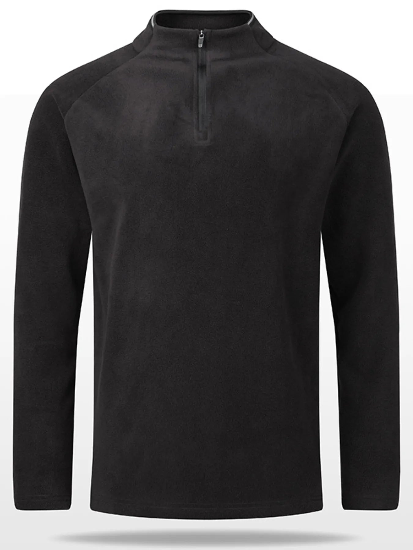 Men's plus size black quarter zip long sleeve sweatshirt from Trendsi, featuring a comfortable fit and casual style.