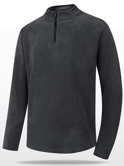 Men's plus size black quarter zip long sleeve sweatshirt by Trendsi, casual sweatshirt with a zip collar and comfortable fit.