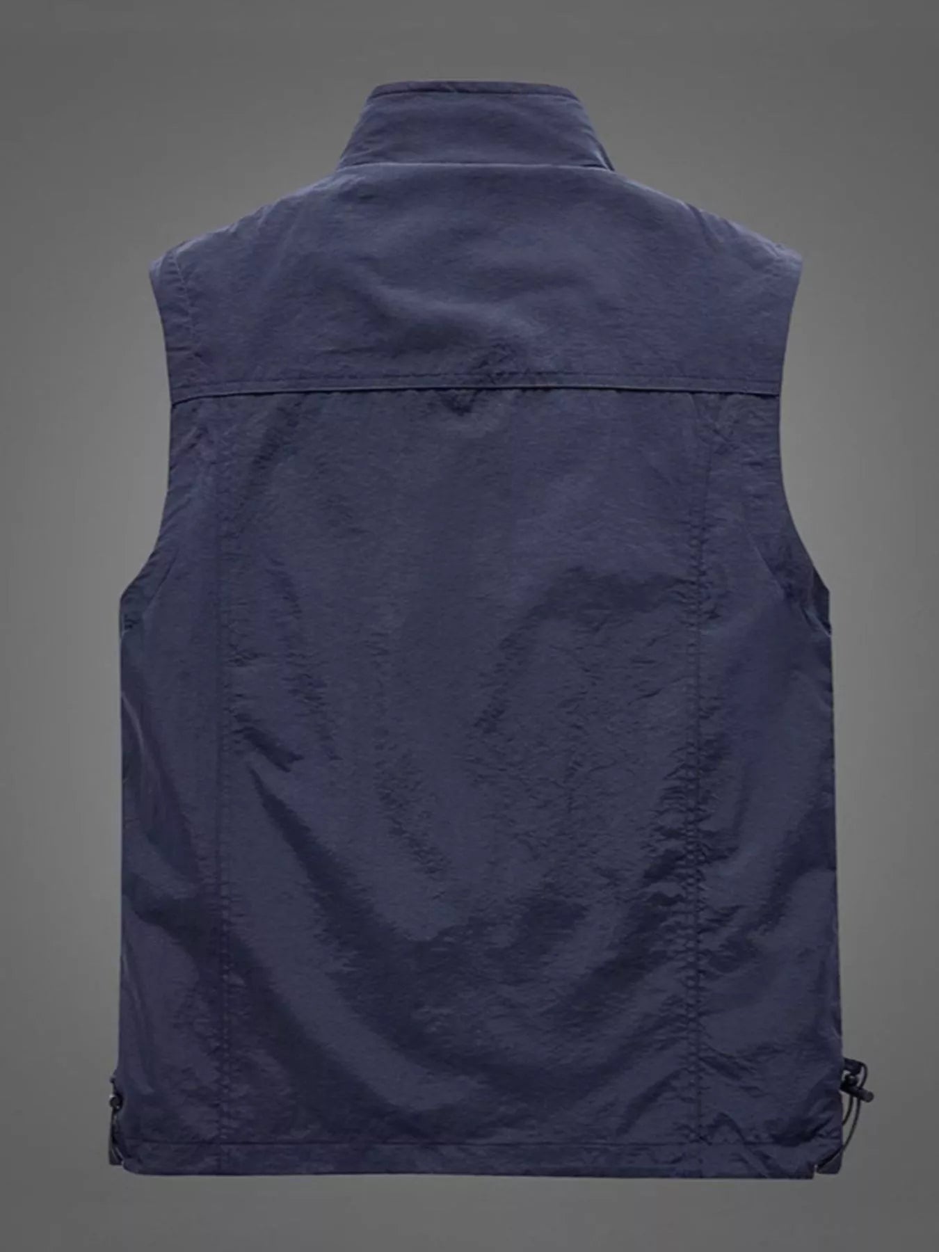 Plus size men's black zip-up vest by Trendsi, featuring a front zipper and sleeveless design, suitable for casual wear.