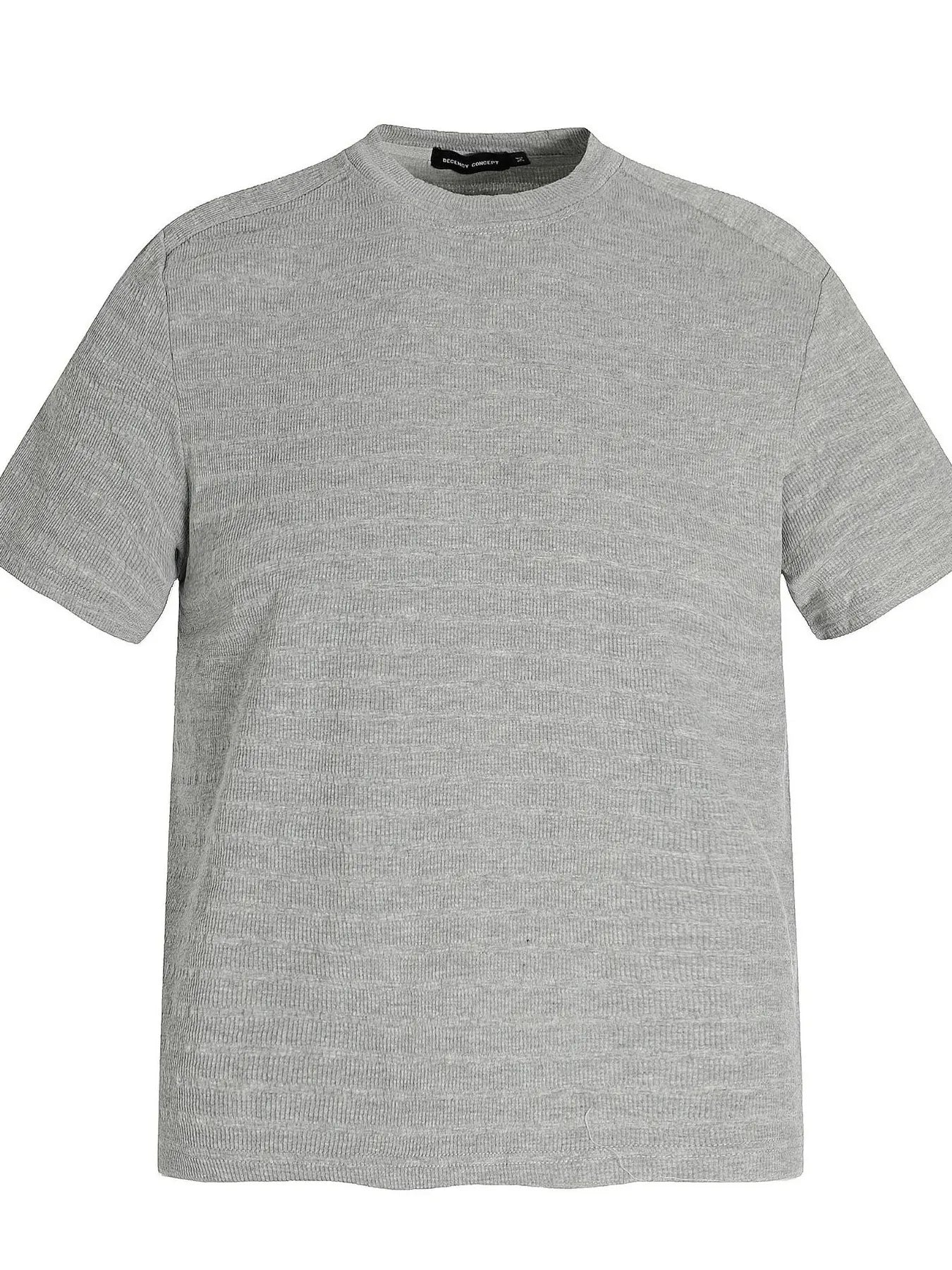 Black men's round neck short sleeve T-shirt by Trendsi, displayed flat showing front view and classic fit.