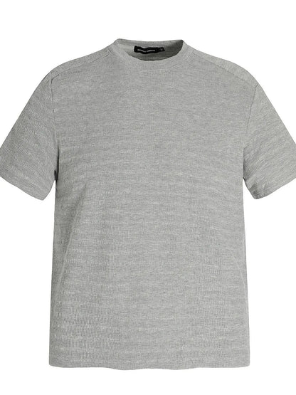 Black men's round neck short sleeve T-shirt by Trendsi, displayed flat showing front view and classic fit.