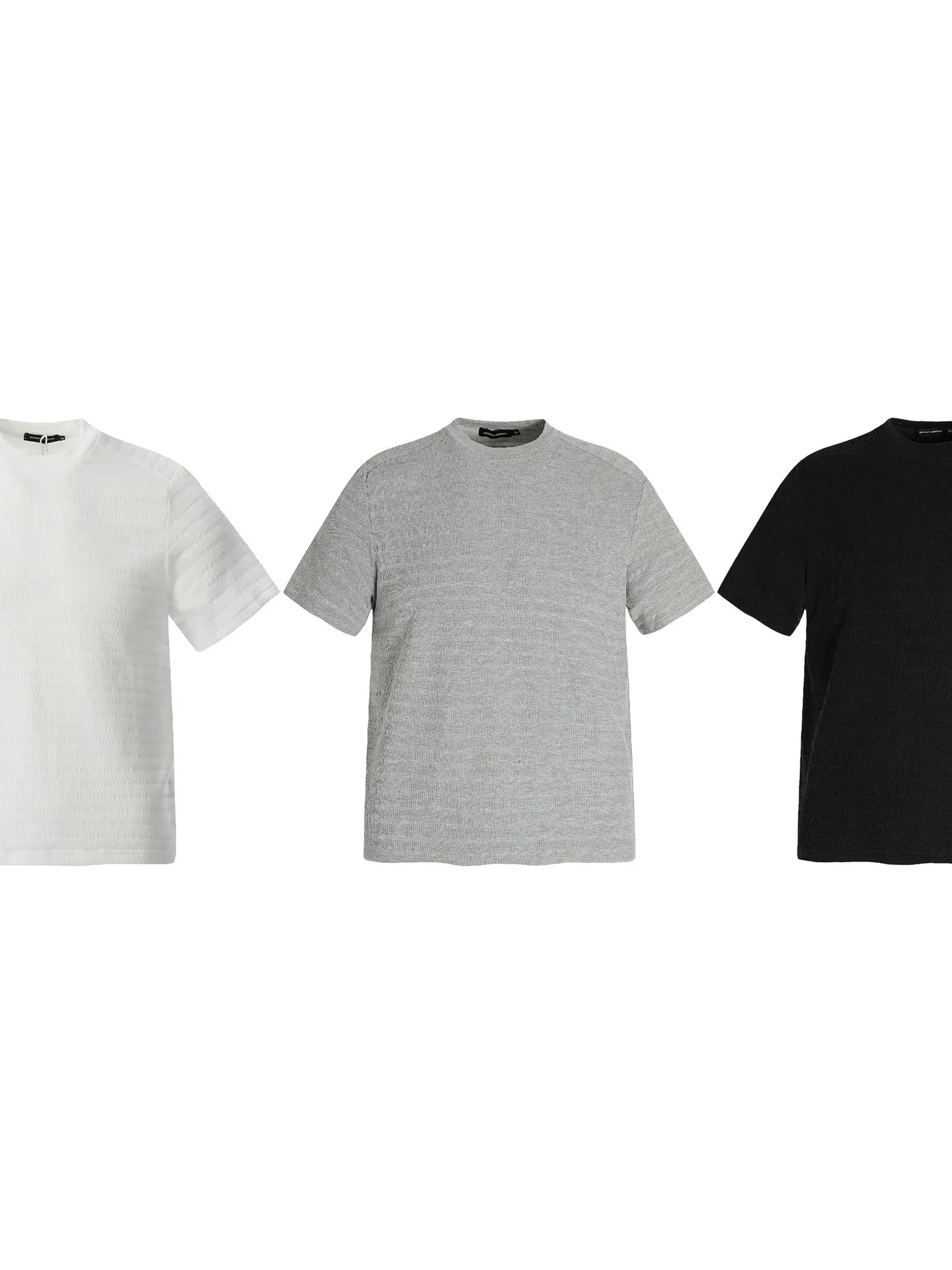 Black men's round neck short sleeve T-shirt by Trendsi, showcasing a comfortable fit and simple crew neckline.