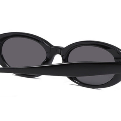 Trendsi UV protection oval sunglasses with dark tinted lenses and black frames, stylish eyewear for sun protection.