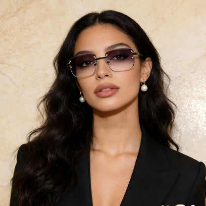Rimless gradient tinted sunglasses with sleek design, featuring tinted lenses and thin frame, by Trendsi.
