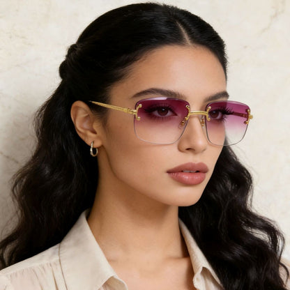 Rimless gradient tinted sunglasses by Trendsi with sleek design and tinted lenses, perfect for stylish sun protection.