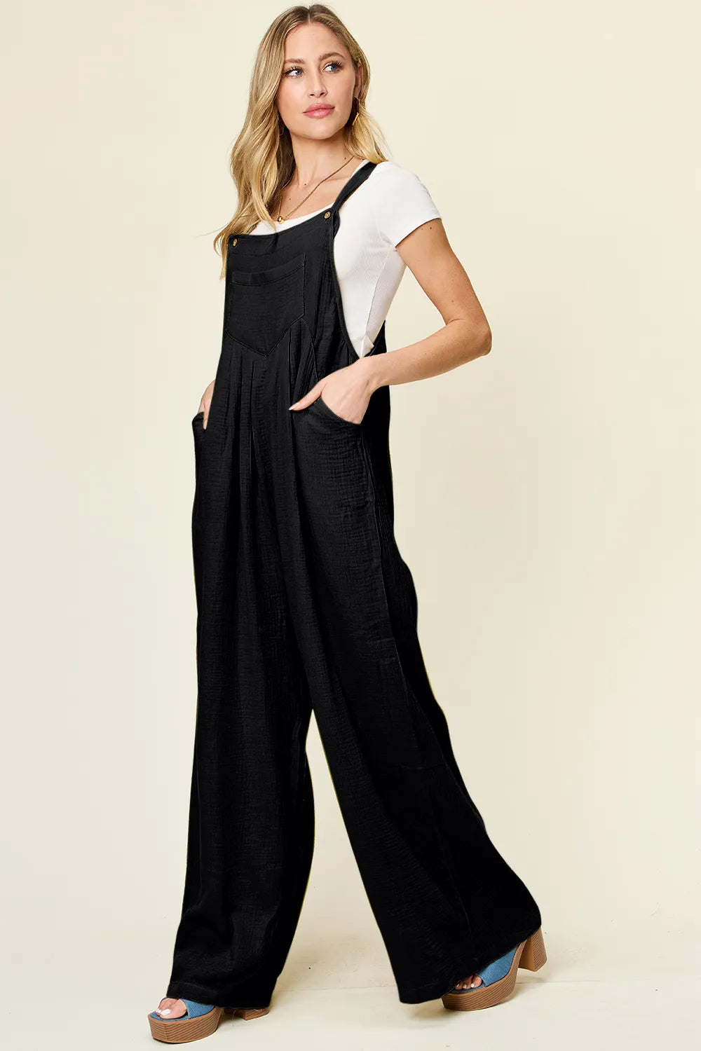 Double Take Full Size Texture Wide Strap Wide Leg Overall - Redemption By Ashley North