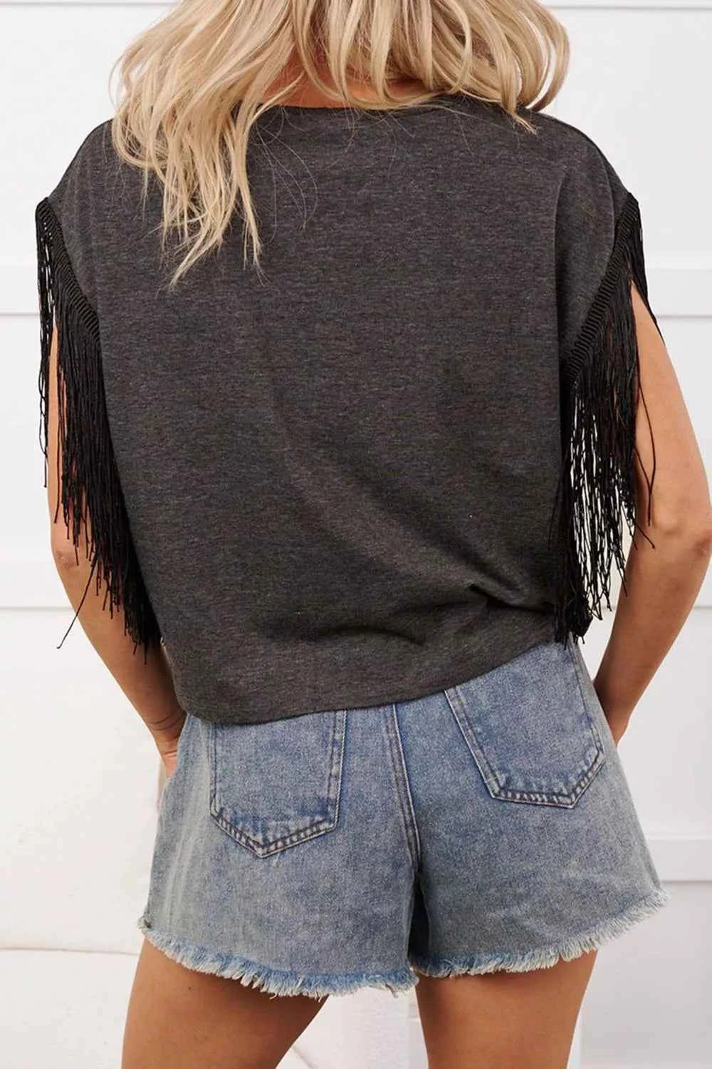 Black Trendsi graphic T-shirt with "Elevate Your Style" and "State of Mind" text, casual fit, front view.