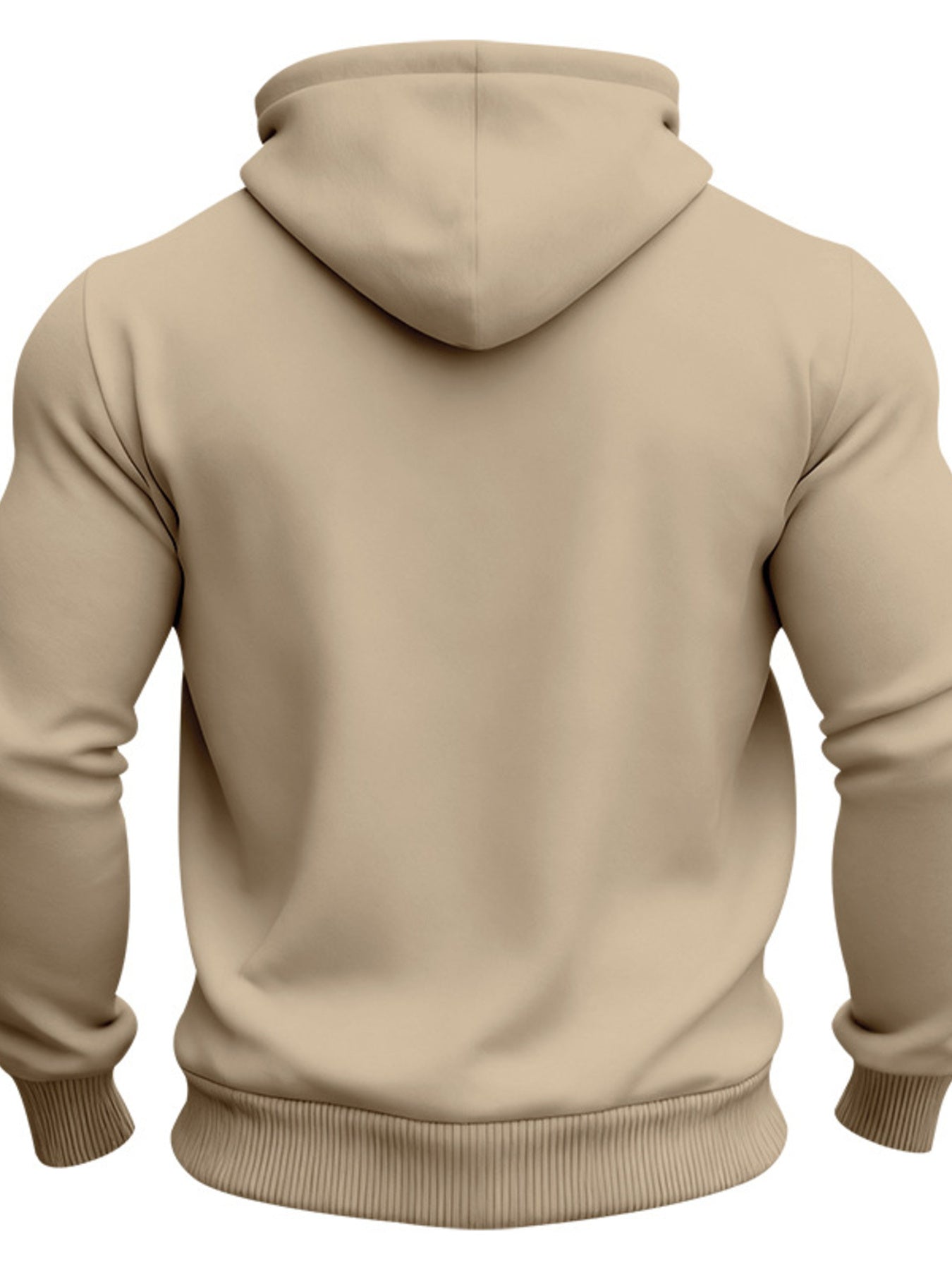 Men's black full-size fleece hoodie with dual chest pockets, plus size, by Trendsi, shown on a model.
