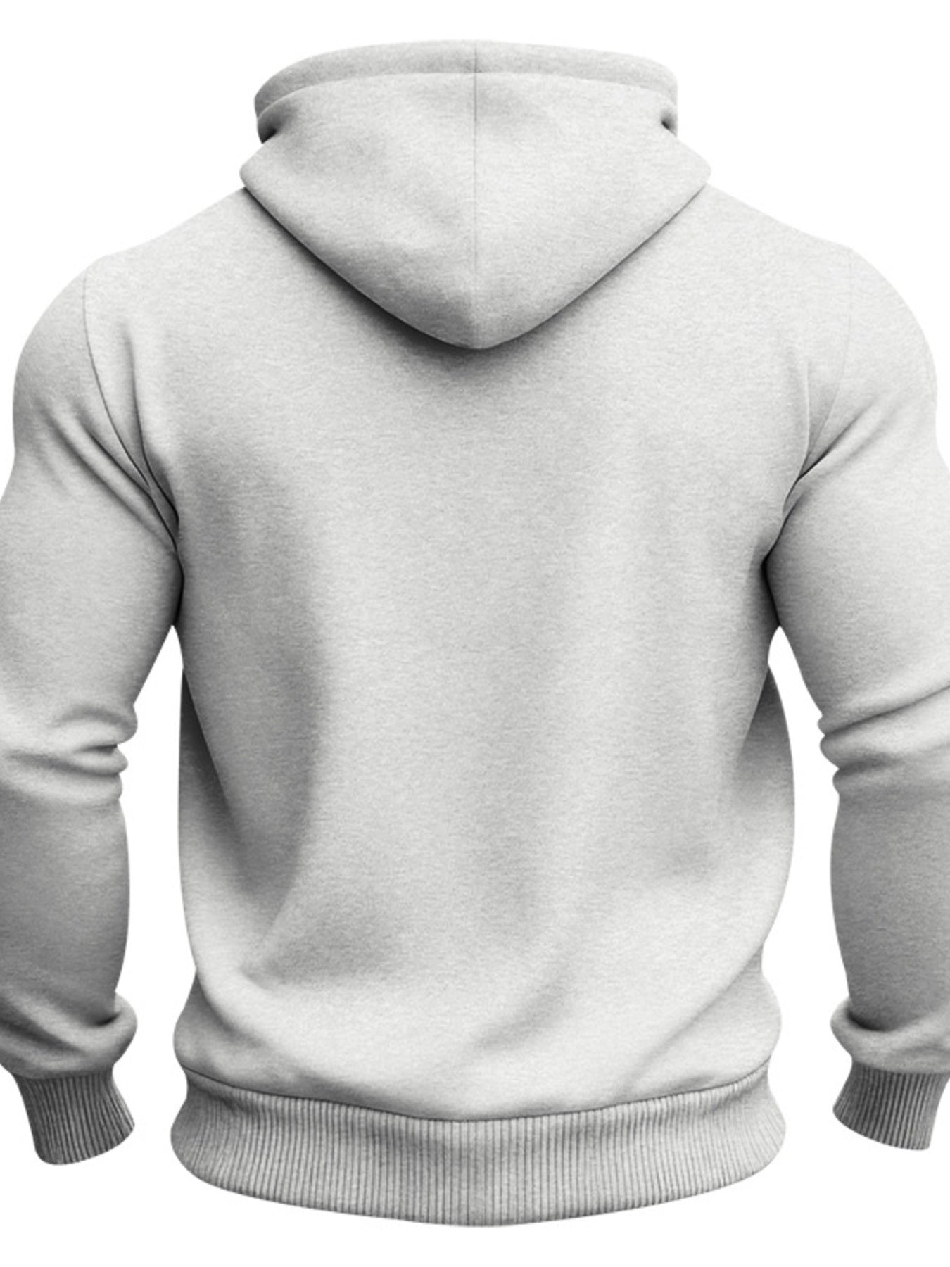 Men's black full-size fleece hoodie with dual chest pockets, plus size, from Trendsi, featuring a cozy, relaxed fit and front pocket design.