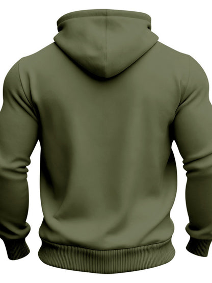 Men's black full size fleece hoodie with dual chest pockets from Trendsi, featuring a cozy, relaxed fit and comfortable design.