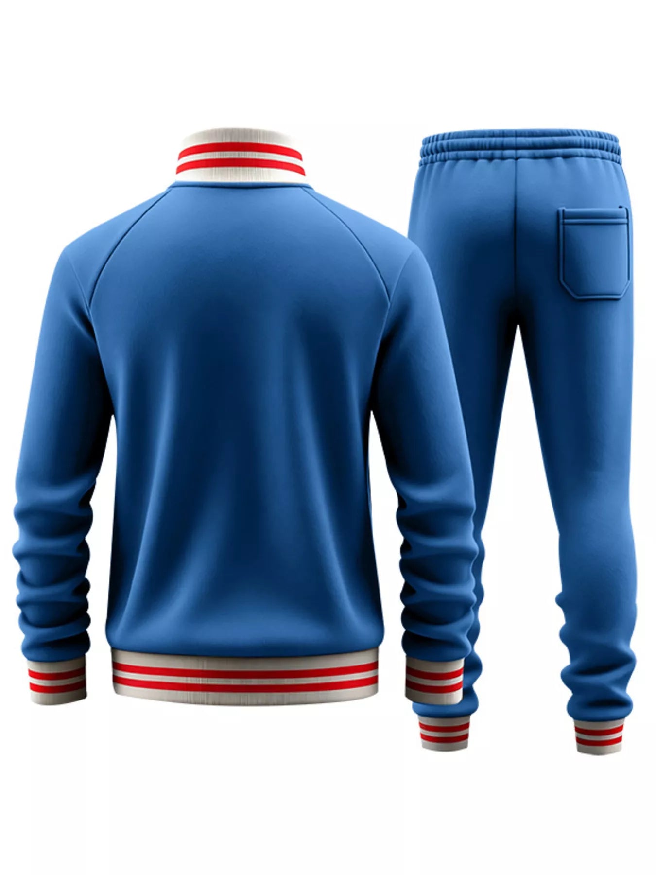 Men's plus size striped zip-up outerwear and matching pants by Trendsi, black full-zip jacket with bold stripe pattern.