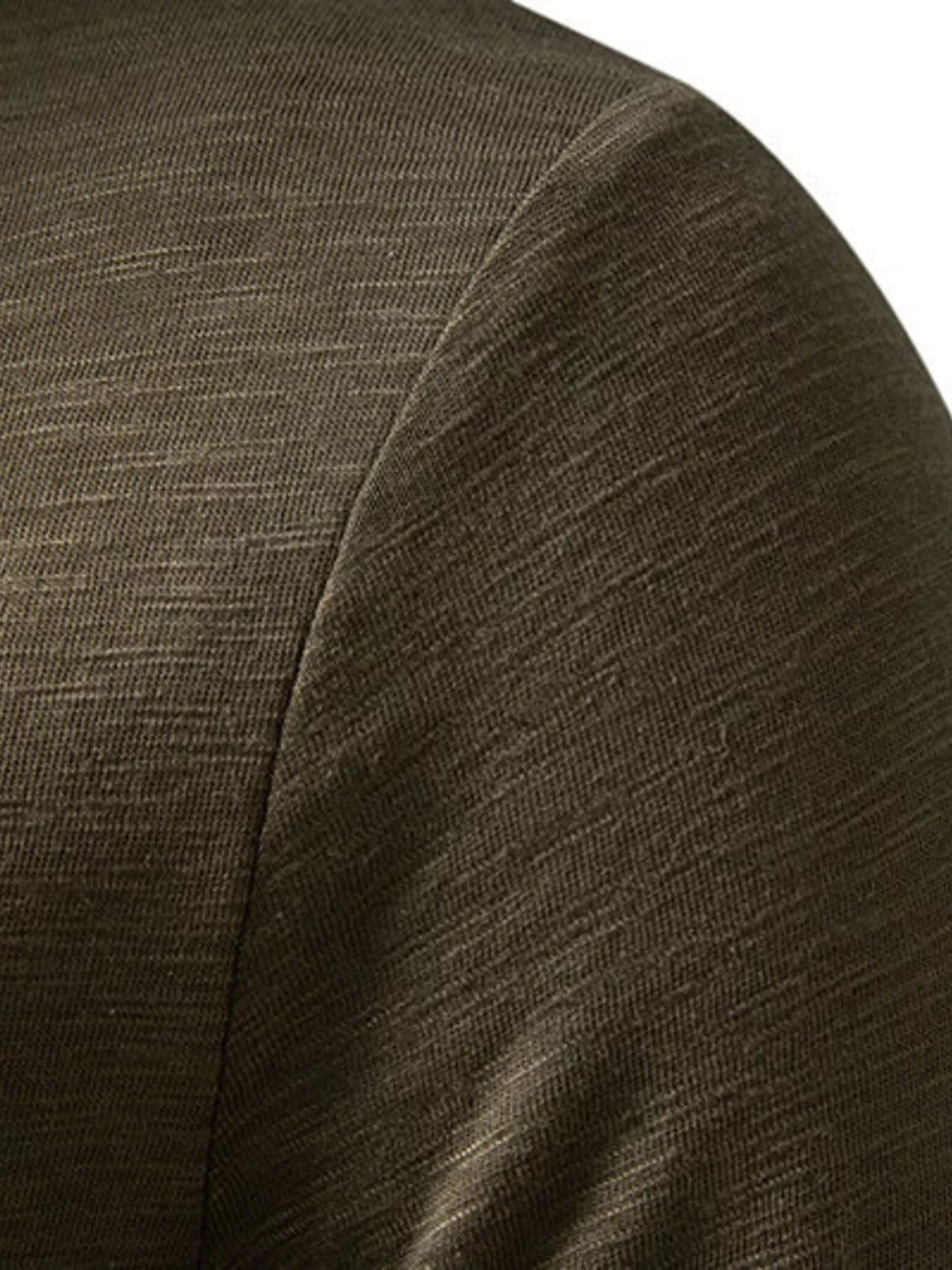 Black men's long sleeve Henley T-shirt by Trendsi, featuring a round neckline and button placket, casual and comfortable fit.