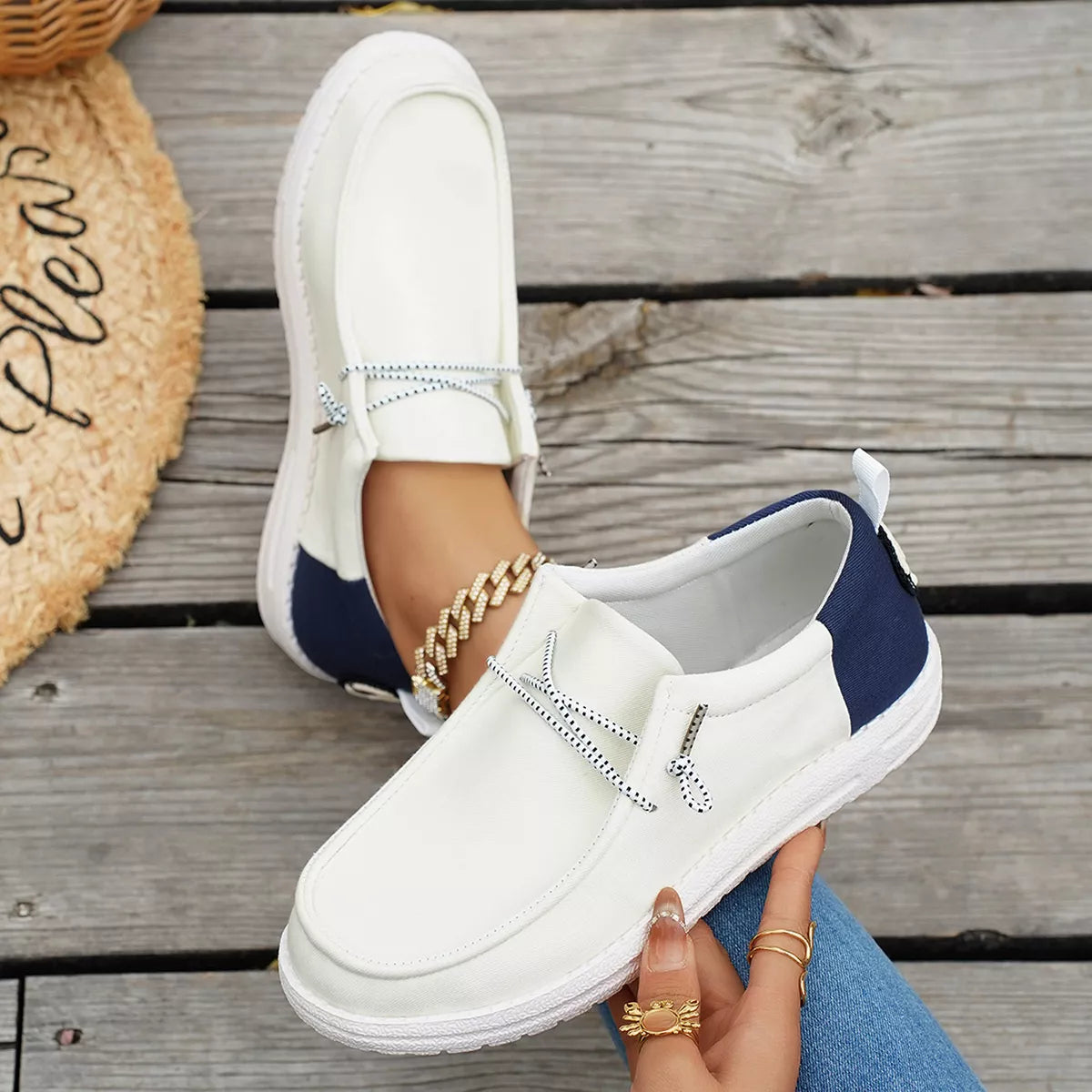 Trendsi round toe slip-on shoes with a sleek design, featuring a smooth upper and comfortable sole, ideal for casual wear
