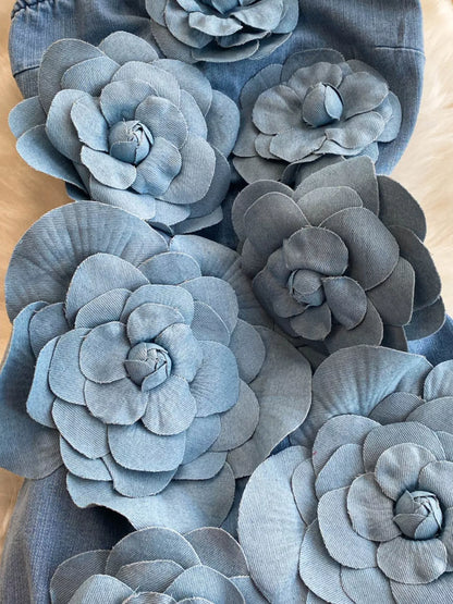 Floral Applique Strapless Denim Dress - Redemption By Ashley North