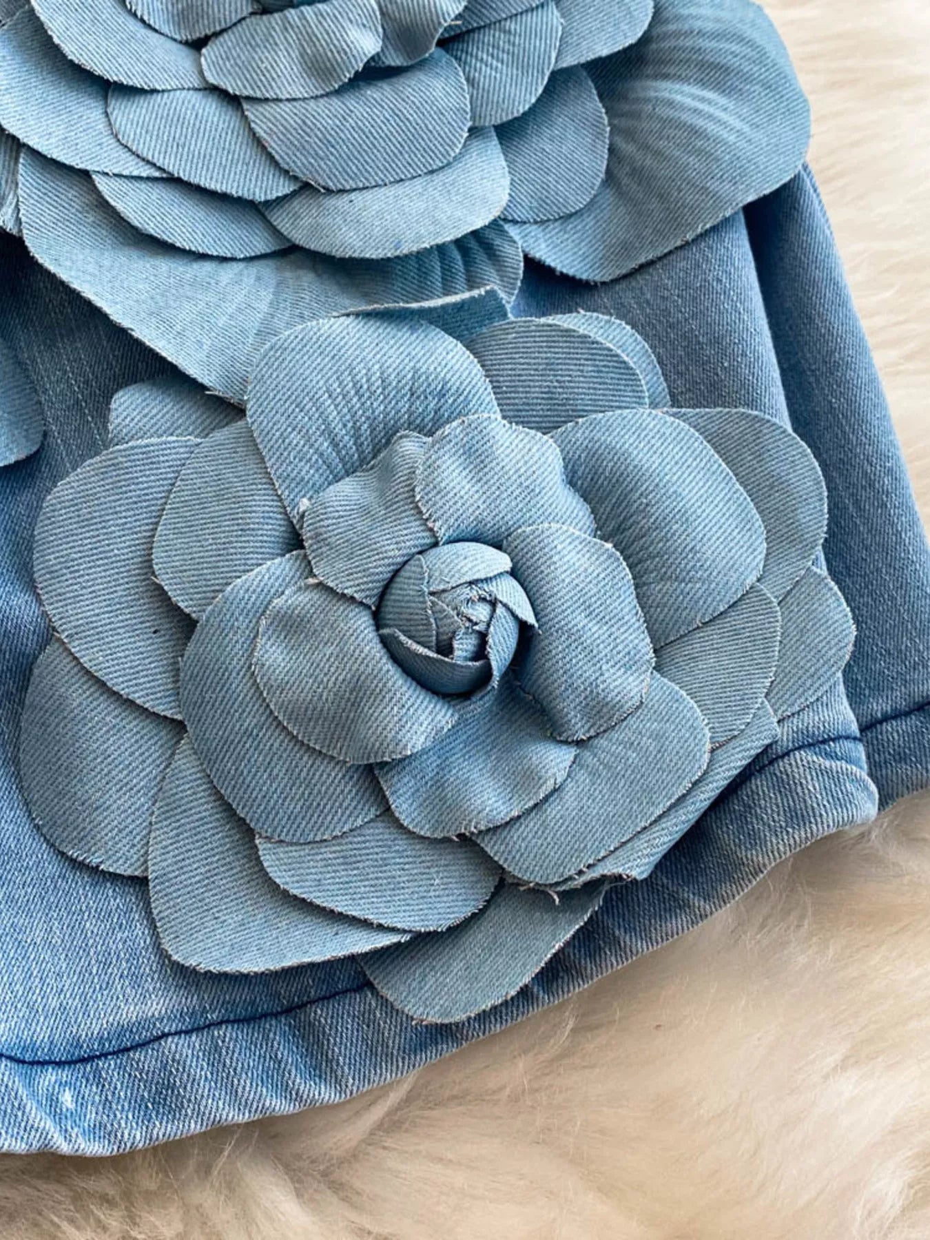 Floral Applique Strapless Denim Dress - Redemption By Ashley North