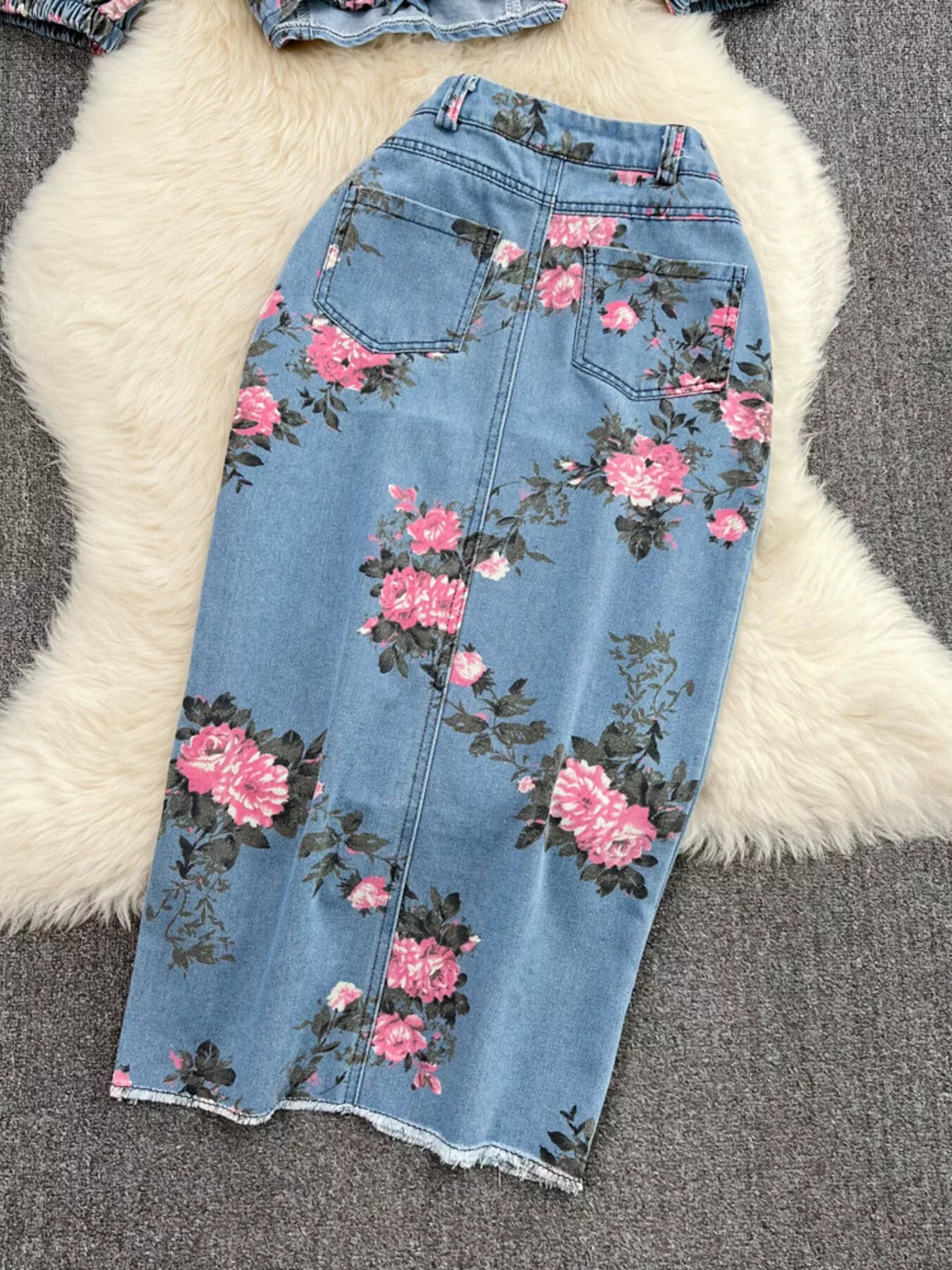 Floral Print Sweetheart Neck Cami and Skirt Denim Set - Redemption By Ashley North
