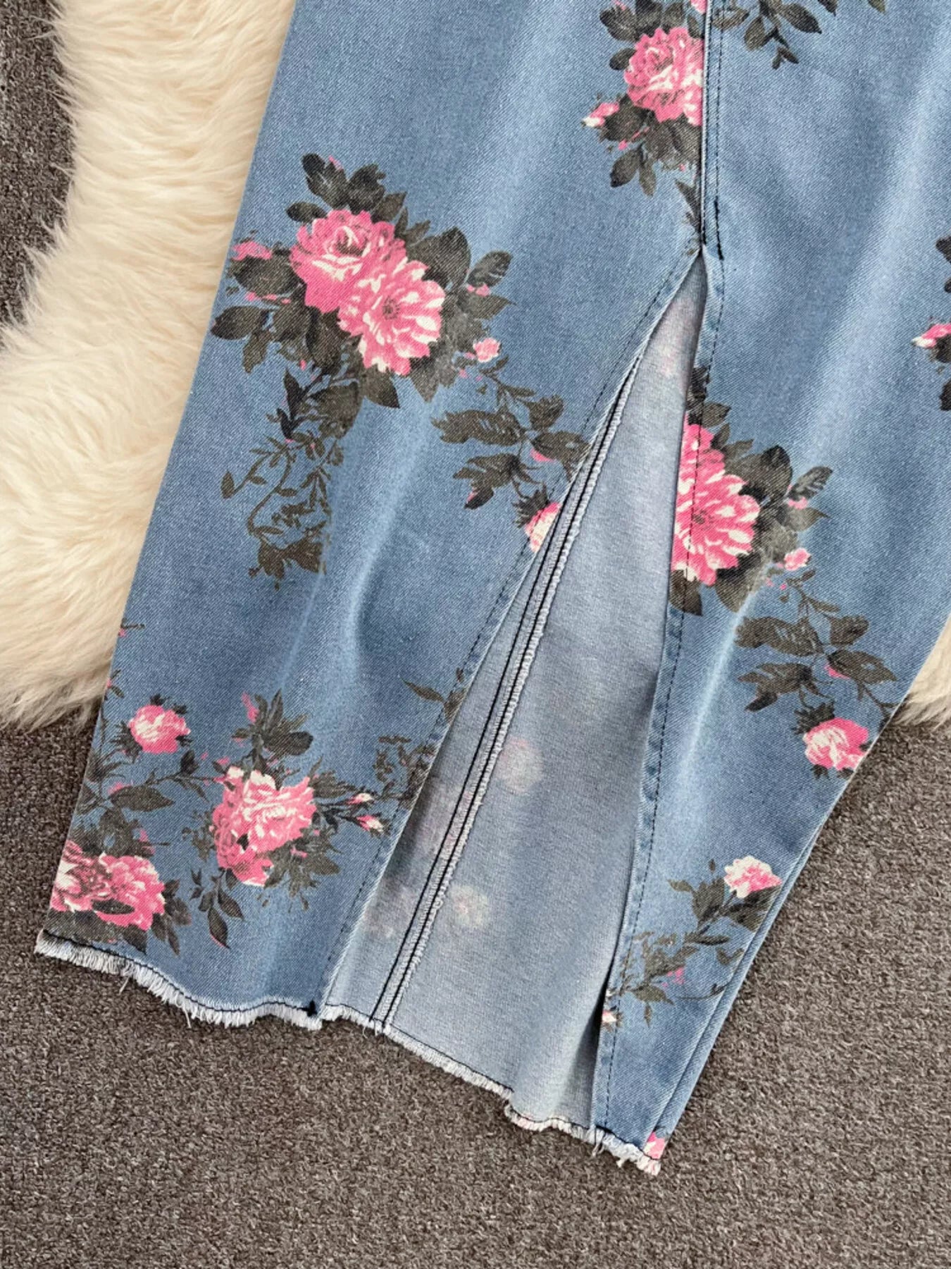 Floral Print Sweetheart Neck Cami and Skirt Denim Set - Redemption By Ashley North