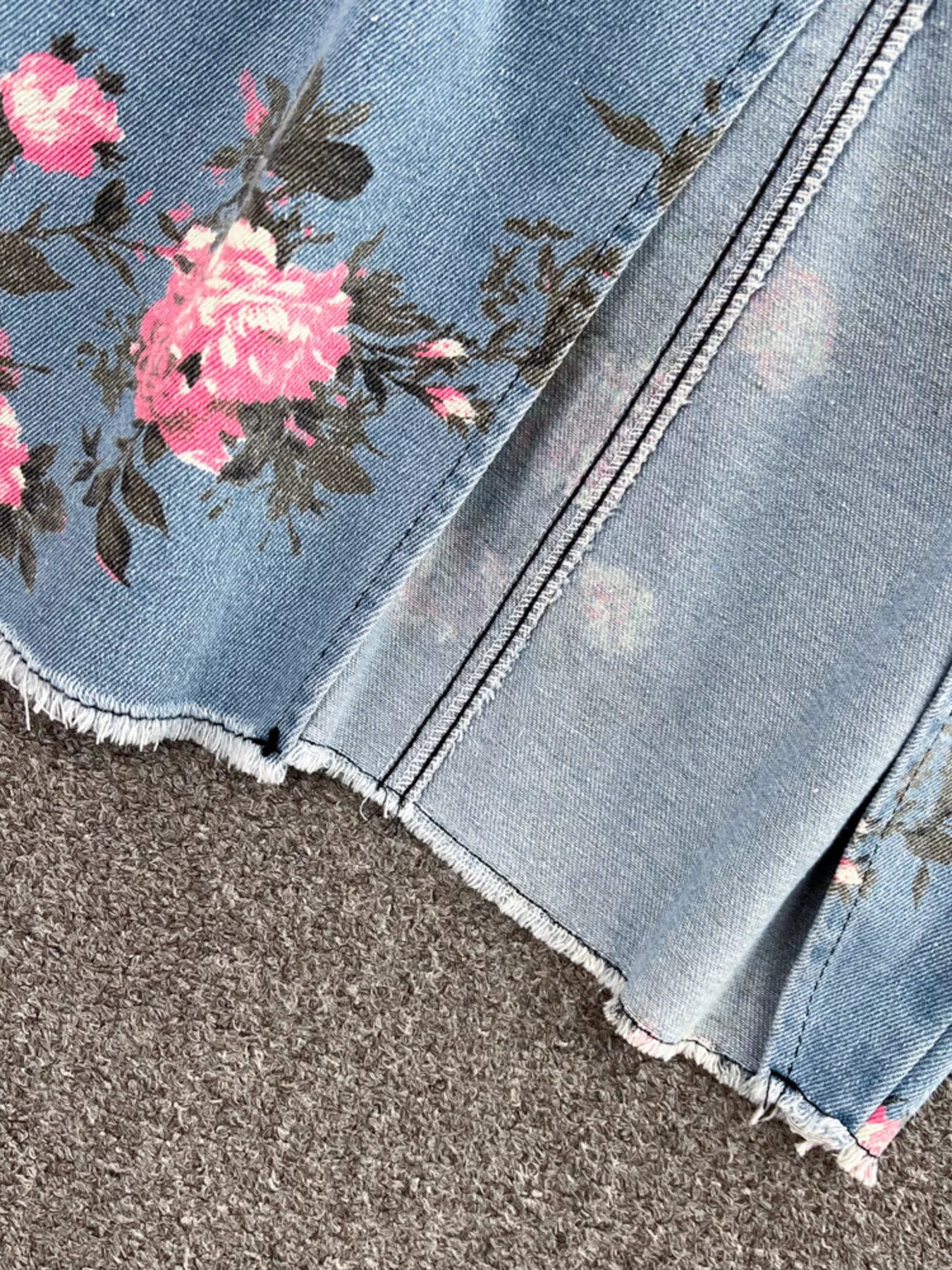 Floral Print Sweetheart Neck Cami and Skirt Denim Set - Redemption By Ashley North