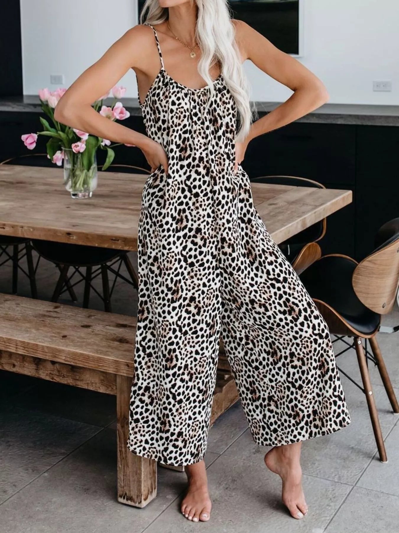 Full size blue tie-dye wide-leg jumpsuit from Trendsi, plus size, featuring a relaxed fit and vibrant pattern.