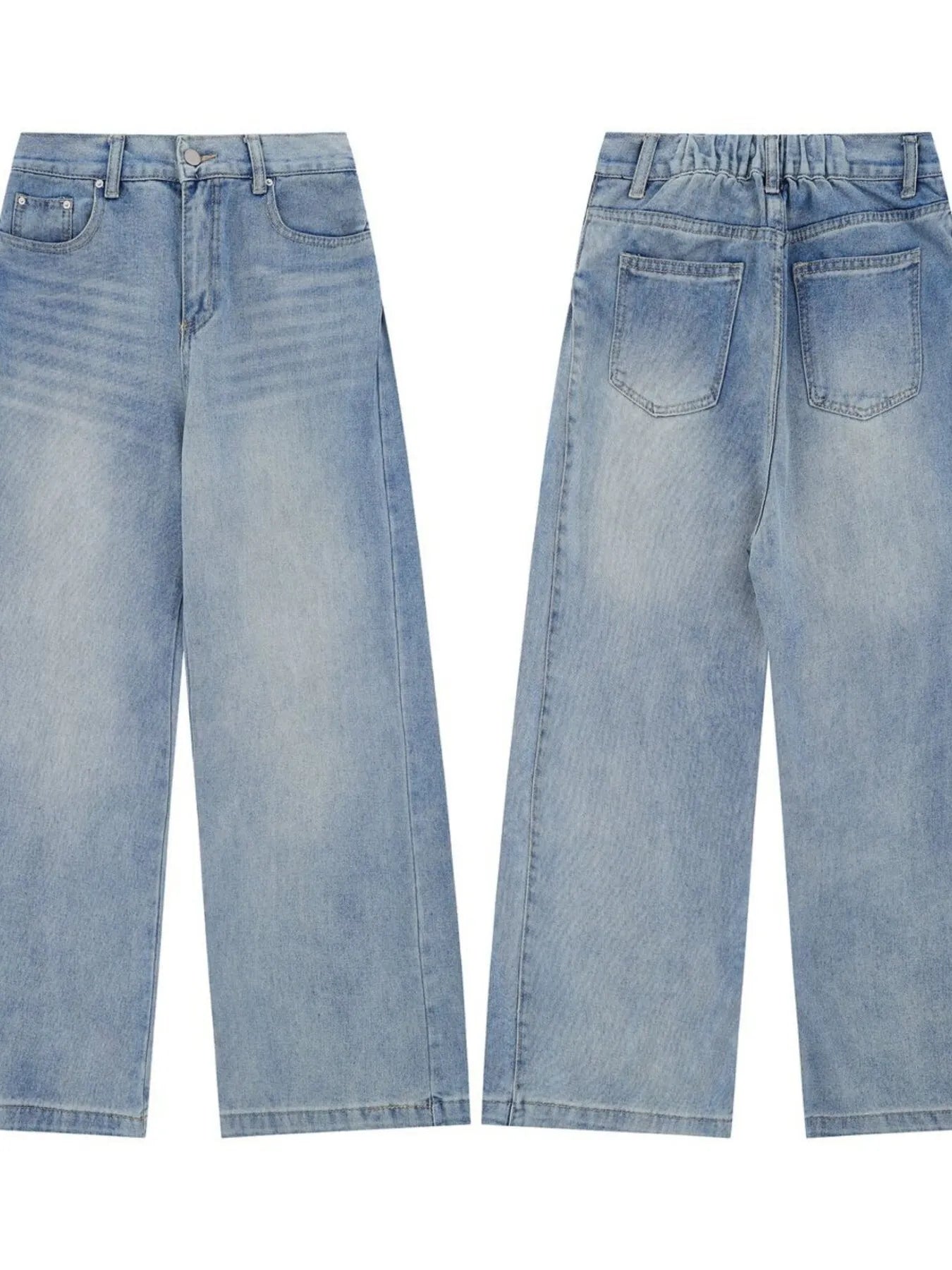 Men's high-waist wide-leg relaxed fit jeans in blue denim, stylish and comfortable for casual wear