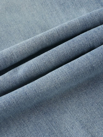 Men's high-waist wide-leg relaxed fit jeans in blue denim, shown from the front with pockets and belt loops.