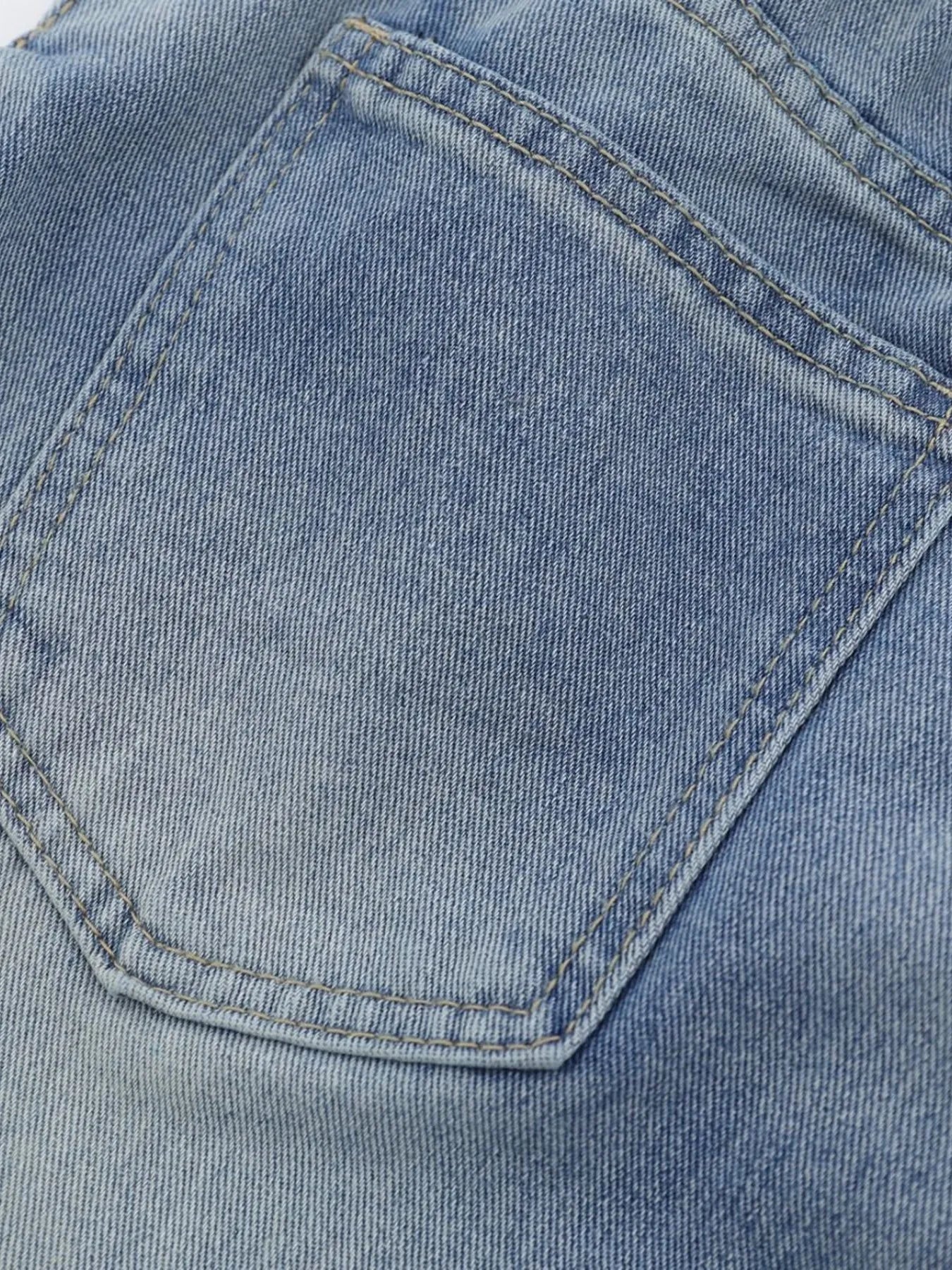Men's blue high-waist wide-leg relaxed fit jeans by Trendsi, showing the full length with a casual style and belt loops.